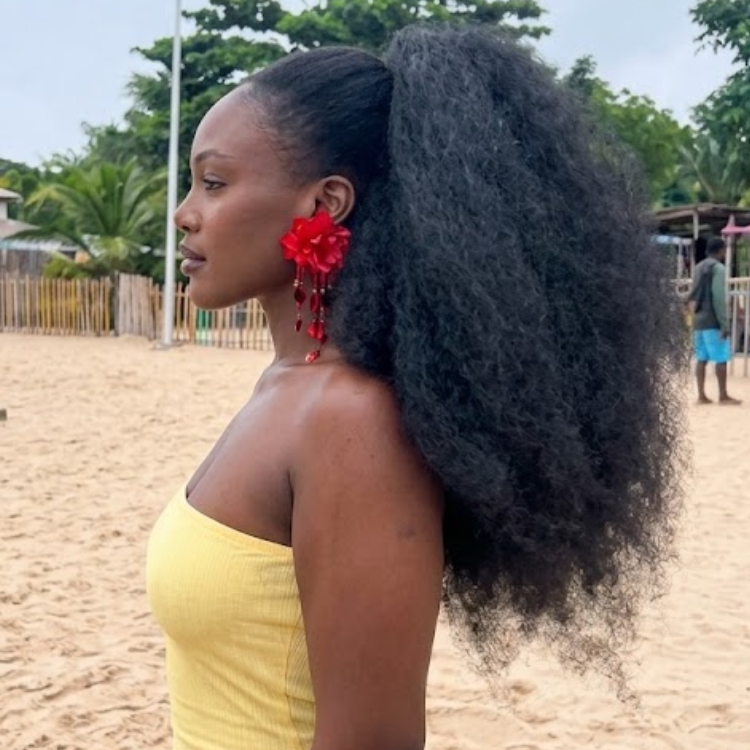 Natural Black 4B 4C Afro Kinky Blowout Human Hair Drawstring Ponytail Hair Extensions - Rafarada