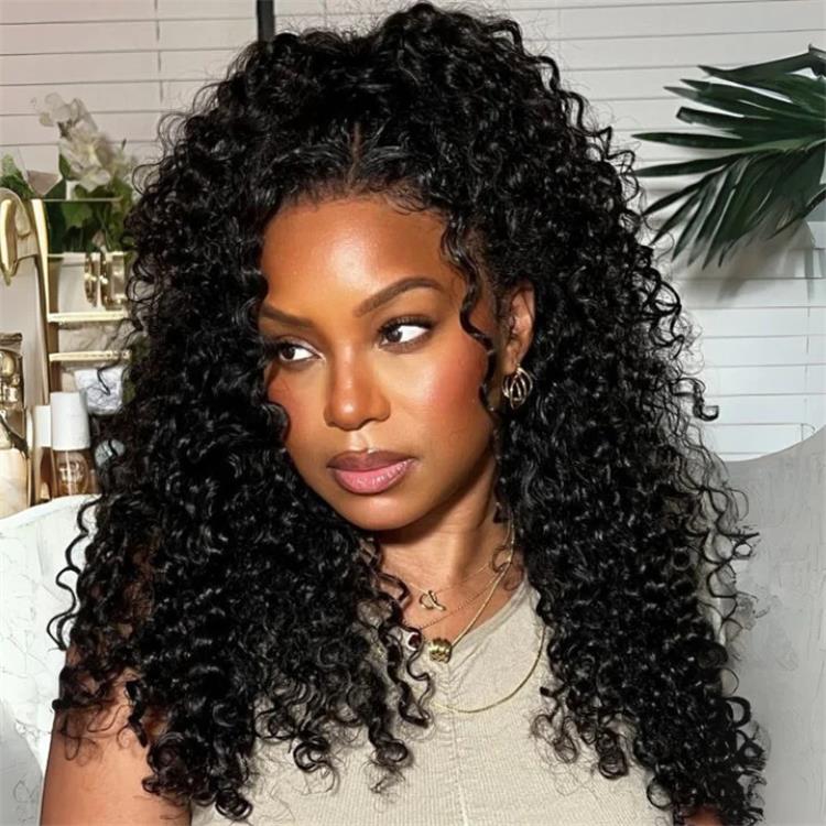 Deep Curly Snug Fit 360 Invisible Strap Glueless Pre-Bleached Human Hair Wig - Rafarada