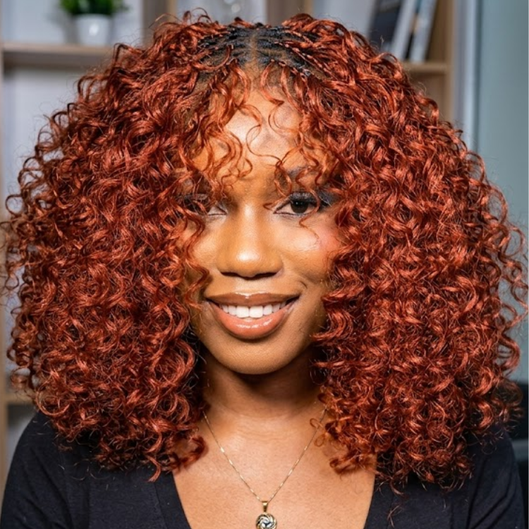 Feather Crochet Hair Extensions Red Copper Kinky Curly Human Hair Extensions- Rafarada