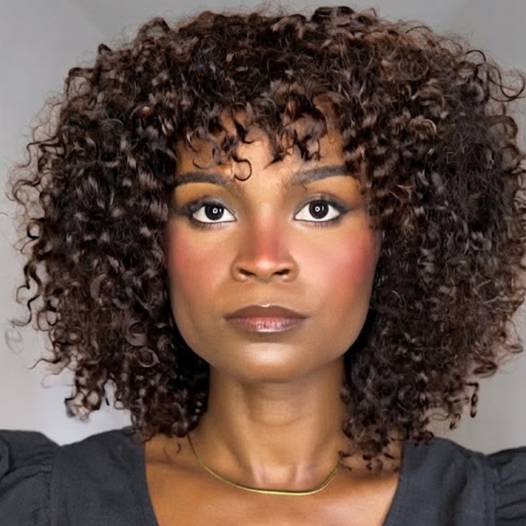 Rich Dark Chocolate Brown Afro Kinky Curly Wig with Bangs - Volumizing Tight Coil Short Bob Human Hair Wig for Women- Rafarada