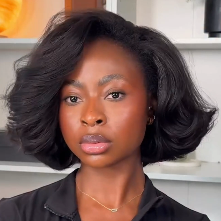Dark Brown Short Bob Wig Cute Hair HD Lace Frontal 100% Human Hair Wigs - Rafarada