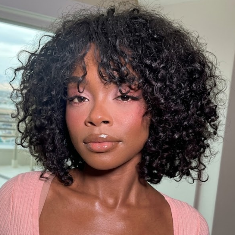 Black Short Curly Bob Wig with Bangs - Voluminous Water Wave Style- Rafarada
