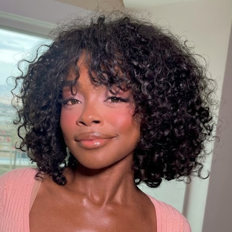 Black Short Curly Bob Wig with Bangs - Voluminous Water Wave Style- Rafarada