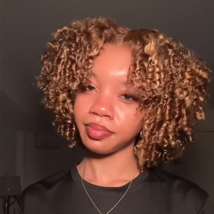 Highlight Color Spiral Curls Human Hair Wig HD Lace Front Glueless Wig Pre Plucked Hairline For Woman - Rafarada