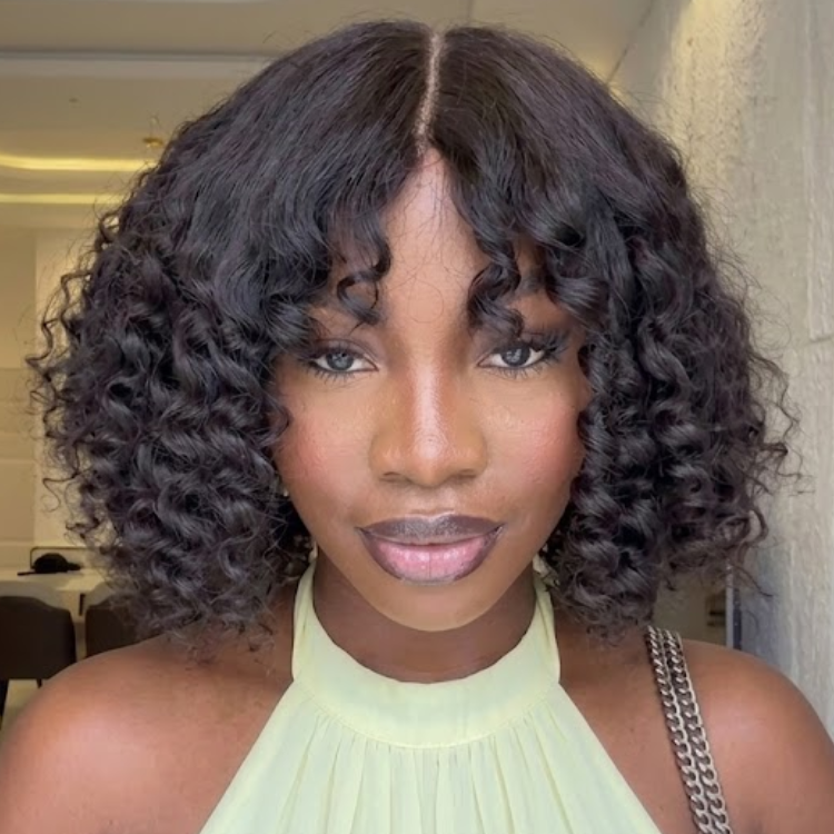 Natural Black Curly Bob Human Hair Wig - Bouncy Defined Ringlets for a Voluminous and Chic Afro Curly Look - Rafarada