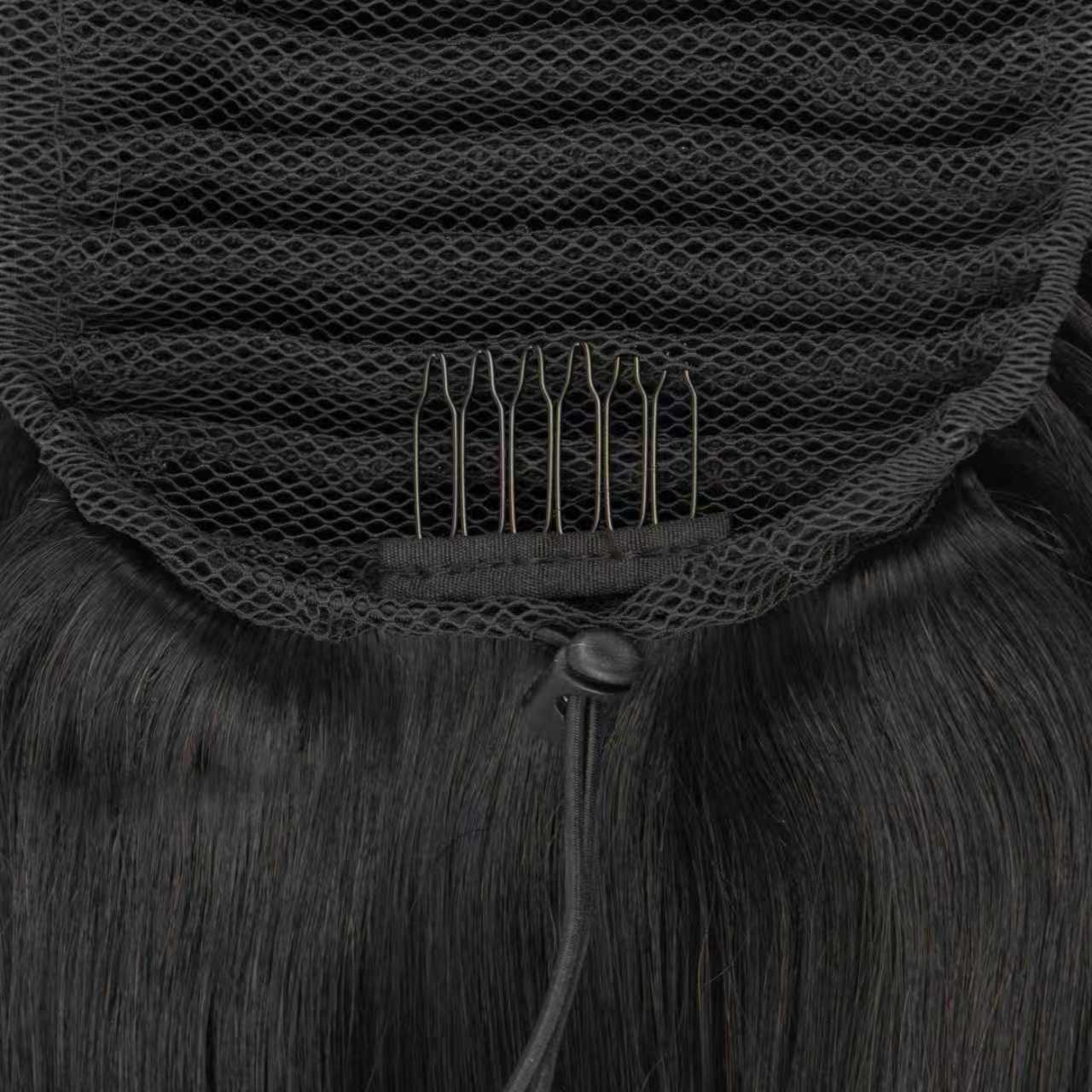 Long Straight Drawstring Ponytail Hair Extensions Natural Soft Human Hair - Rafarada