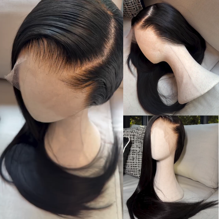 Jet Black Ultra Silky Straight Human Hair Wig - HD Lace Front Wig Glueless Lace Wigs- Rafarada
