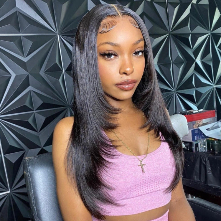 Straight Human Hair 4x4 Lace Closure Pre Cut Glueless HD Lace Wig - Rafarada