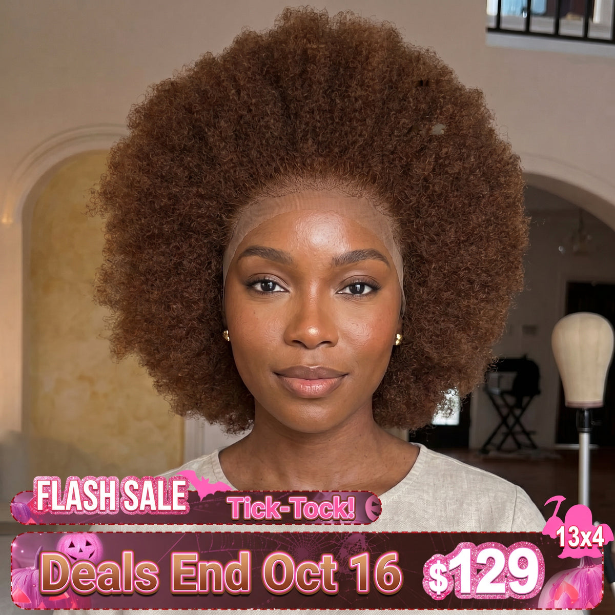 Chestnut Brown Tight Coily Short Pixie Wig - Voluminous Afro Texture - Defined Micro Kinky Twists - Rafarada
