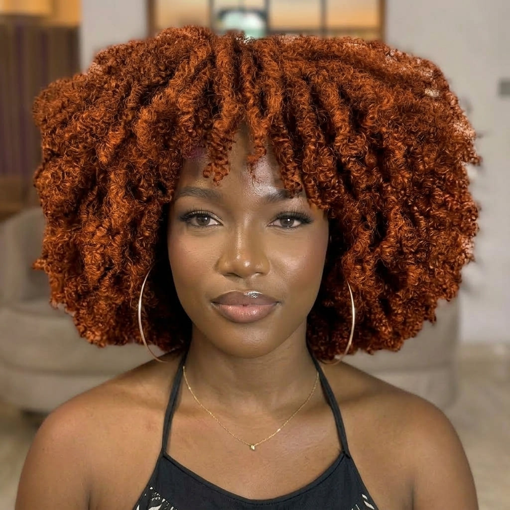 Kinky Curly HD Transparent Lace Frontal Human Hair Wig - Natural Black High Volume 100% Human Hair Wig for Women- Rafarada