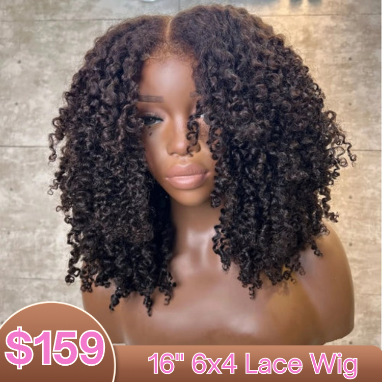 Afro Curl Hair Waves With 4c Hair Edges Front Lace Wig Glueless Lace Natural Color Human Hair Wigs - Rafarada