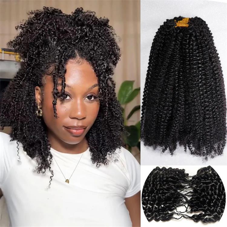 Afro Curly Crochet Hair Pre-Separated Feather Soft Raw Human Hair Extensions - Rafarada