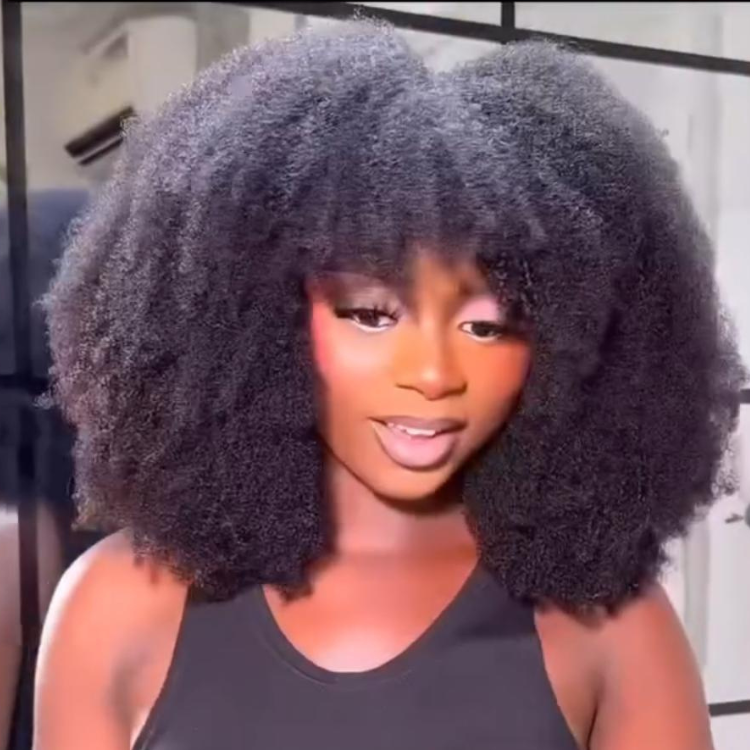 Glueless Afro Kinky Curl Human Hair Wear & Go Lace Closure Wigs Afro Curly Half Wigs- Rafarada