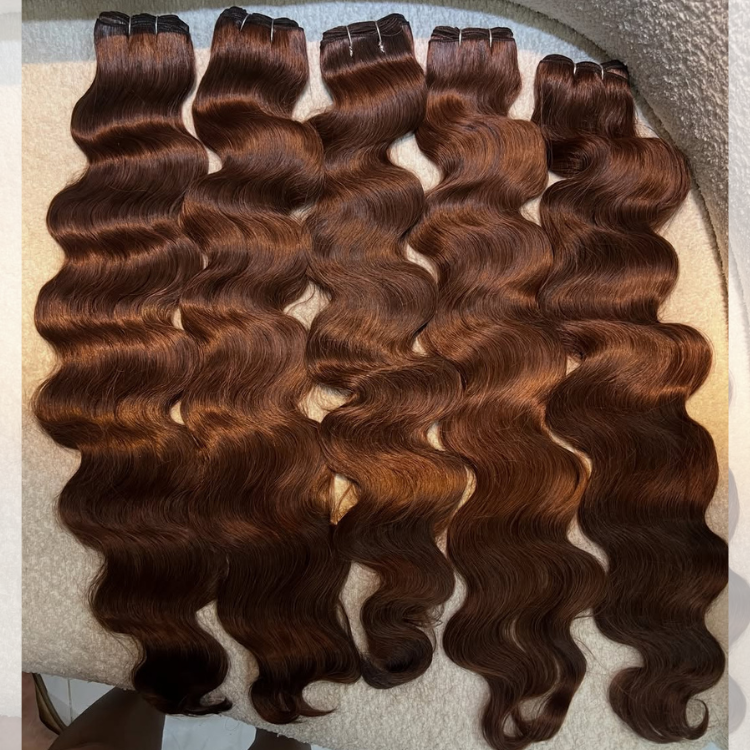 Auburn Brown Body Wave Human Hair Bundles Chocolate Brown Human Hair Weave Reddish Brown Brazilian Extensions for Women - Rafarada