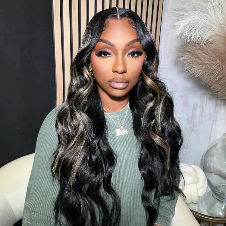 Highlight Body Wave Wig 13x4 Lace Front /6x4 Lace Closure Wigs Ombre Light Blonde Color Wig - Rafarada