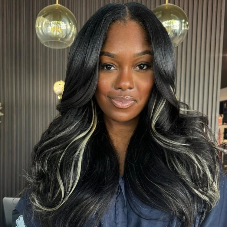 Balayage Hair Color Body Wave Wig Human Hair Lace Frontal Blonde Black Pre Plucked Wig - Rafarada