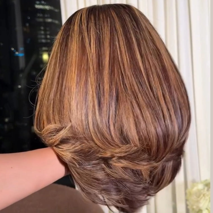 Highlight Blonde BOB C-Curved Bob Wig Human Hair Wig HD Lace Front Human Hair Wigs- Rafarada