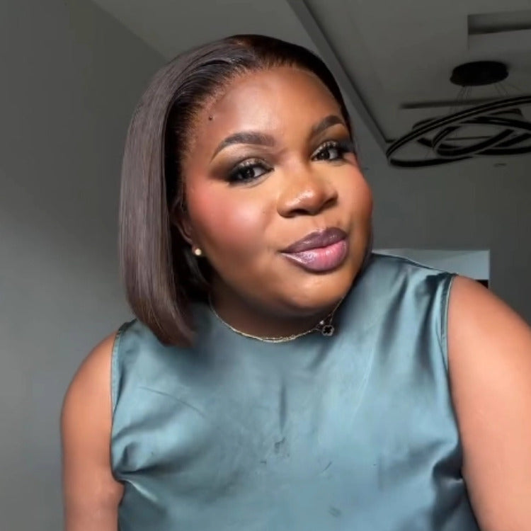 Dark Brown Color Bob Wig Straight Human Hair HD Lace Front Wig - Rafarada