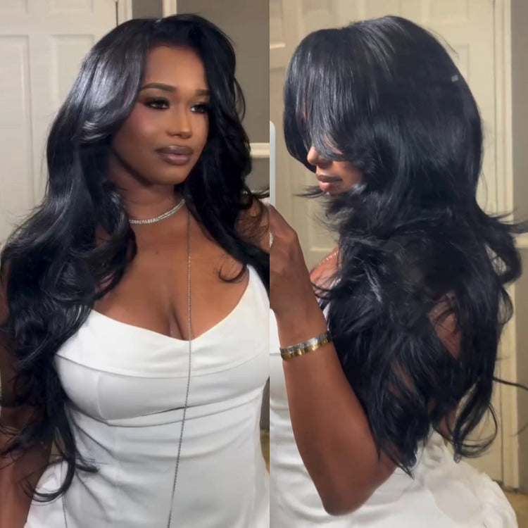 Layered Cut Pre-bleached Wear Go Wigs Face-Framing Body Wave Human Hair Wigs - Rafarada