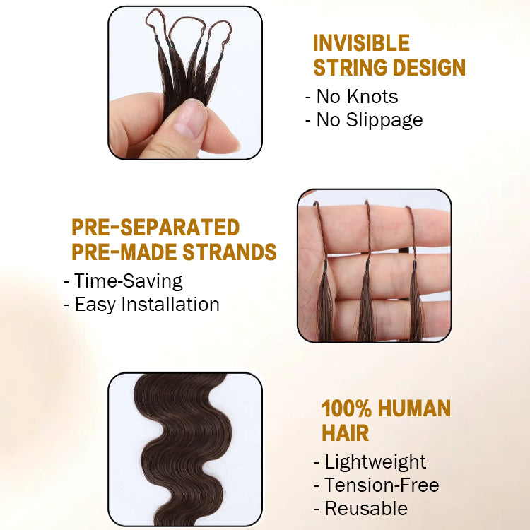 #4 Dark Brown Color Body Wave Feather Crochet Hair Extension Human Hair - Rafarada