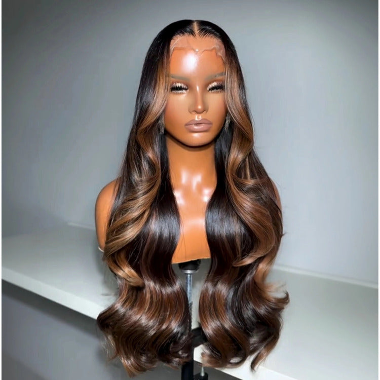 Highlight Color Body Wave Human Hair Balayage Hair 220% Density Wig - Rafarada