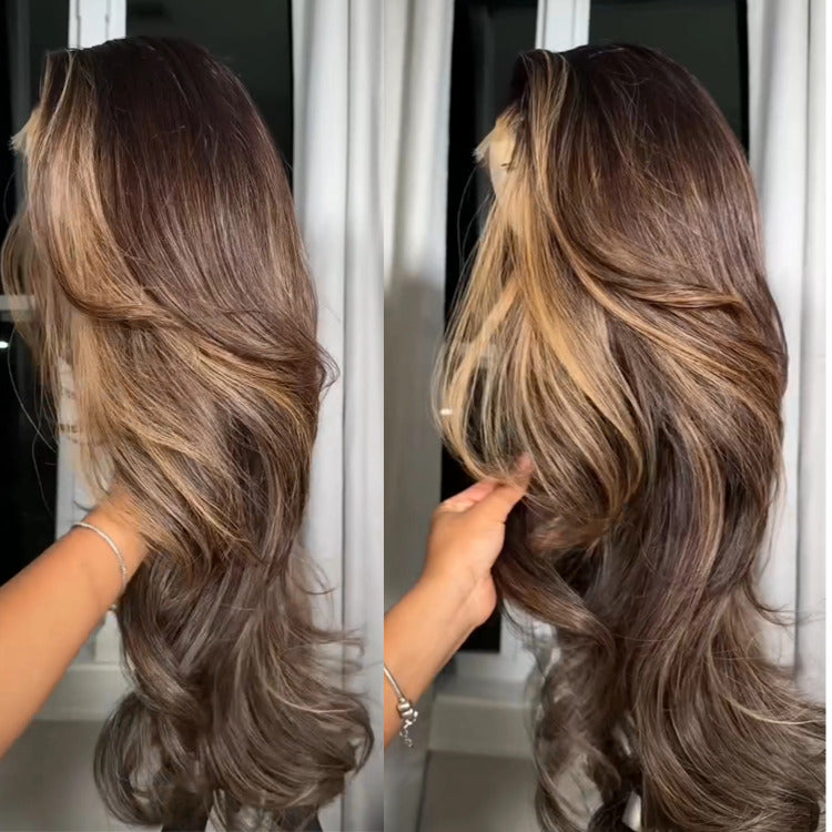 Highlight Color Body Wave Wig Undetectable Glueless HD Lace Frontal Wig - Rafarada