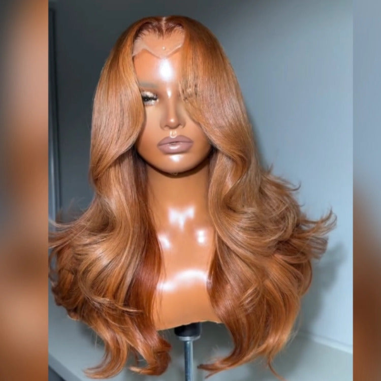 Milk Tea Brown Color Body Wave Human Hair Wig 13x4 Lace Front Ginger Colored Wig - Rafarada