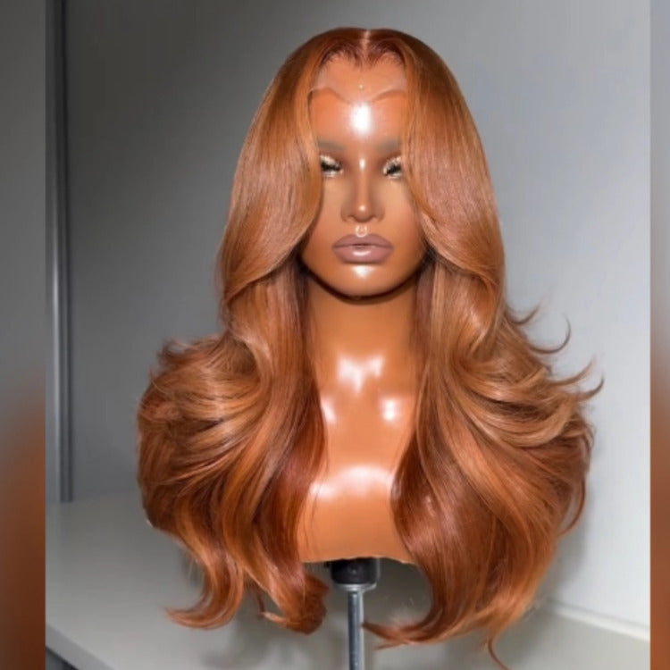 Milk Tea Brown Color Body Wave Human Hair Wig 13x4 Lace Front Ginger Colored Wig - Rafarada