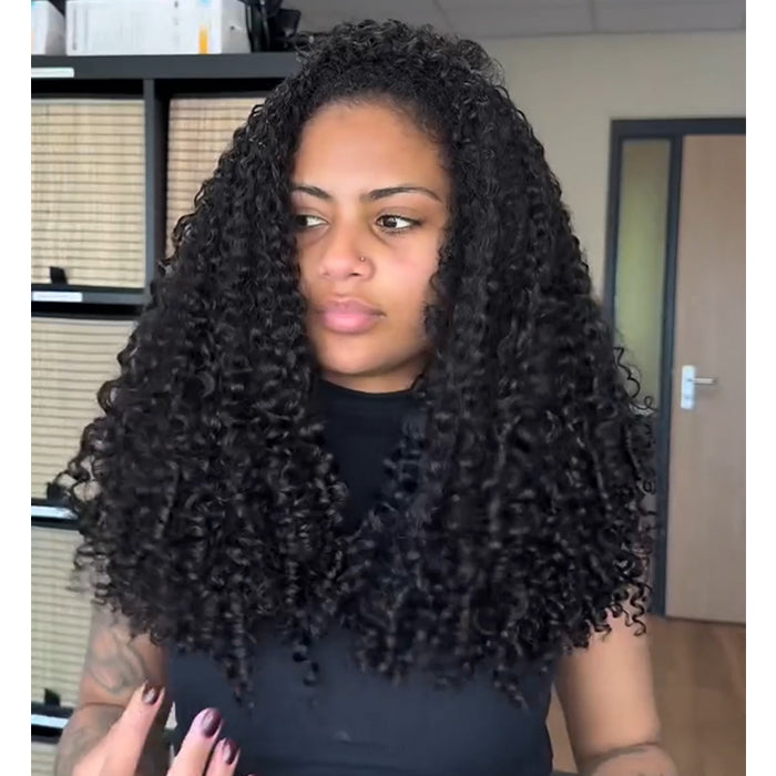Bouncy Curls Natural Black Color Spiral Curly Lace Wig Pre-plucked Glueless Human Hair Wigs - Rafarada