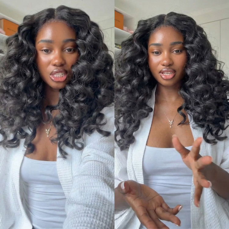 Luxury Bouncy Curly Lace Front Human Hair Wig High Density Deep Curly Wig for Women Pre-plucked Natural Black Glueless Wig - Rafarada