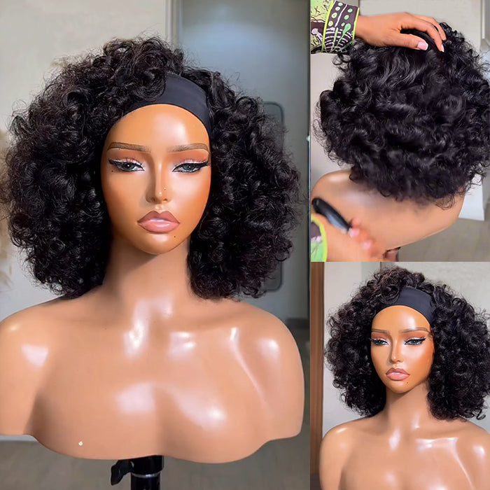 Bouncy Curly Human Hair Headband Wig No Gel No Glue Human Hair Glueless Wig- Rafarada