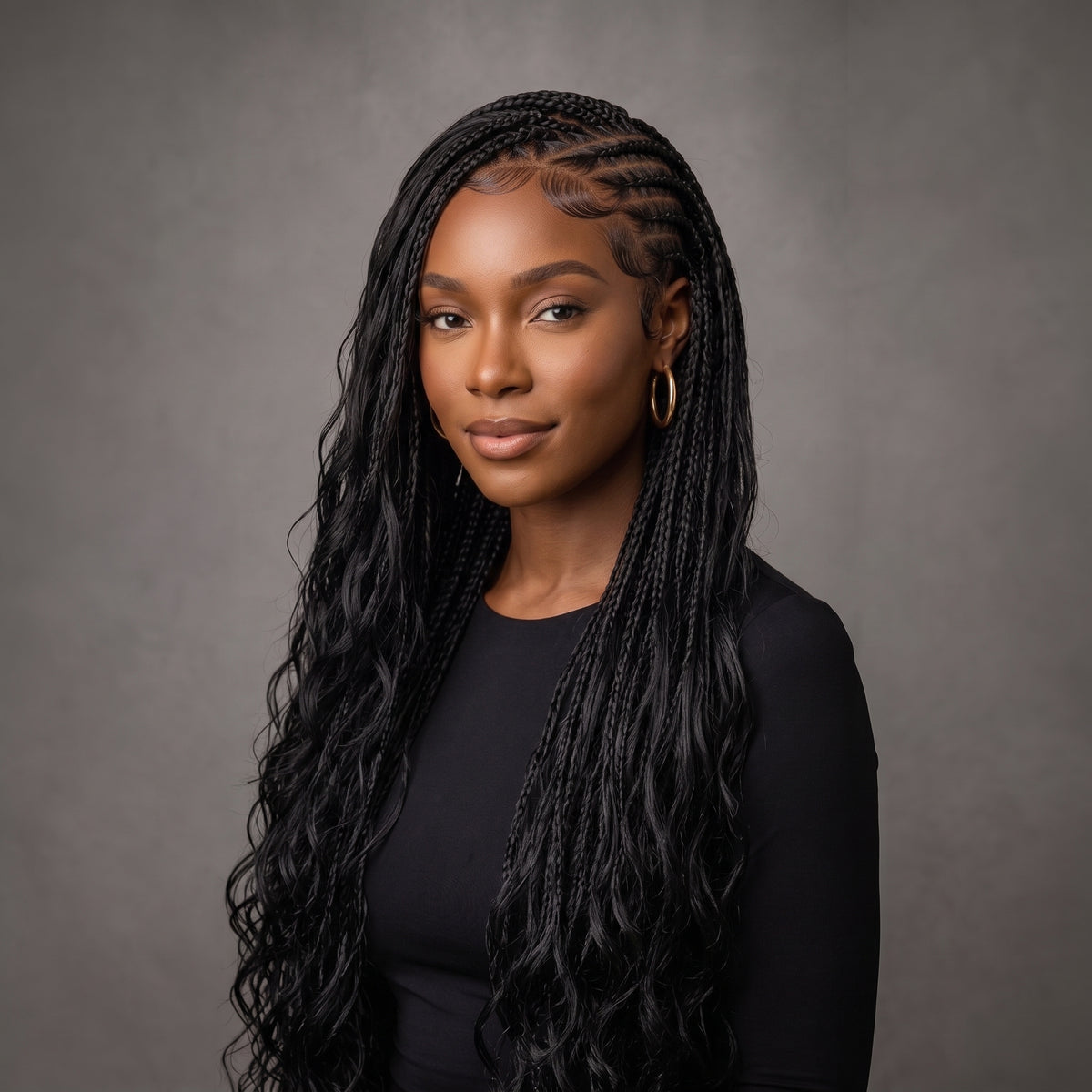 Bohemian Goddess Braids Full Lace Wig 100% Human Hair Water Wave Knotless Braided Wig - Rafarada