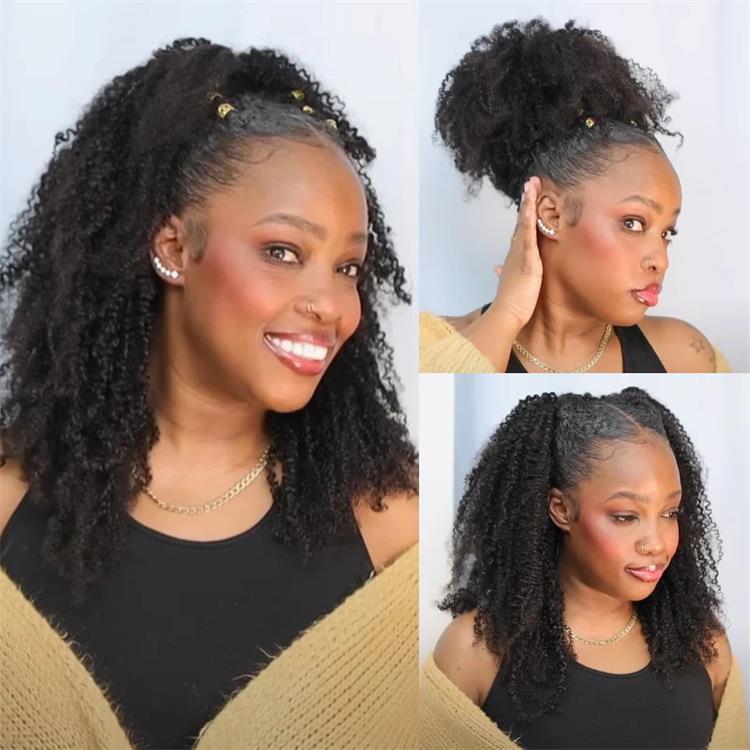 Afro Curly Crochet Hair Pre-Separated Feather Soft Knotless Human Hair Extensions - Rafarada