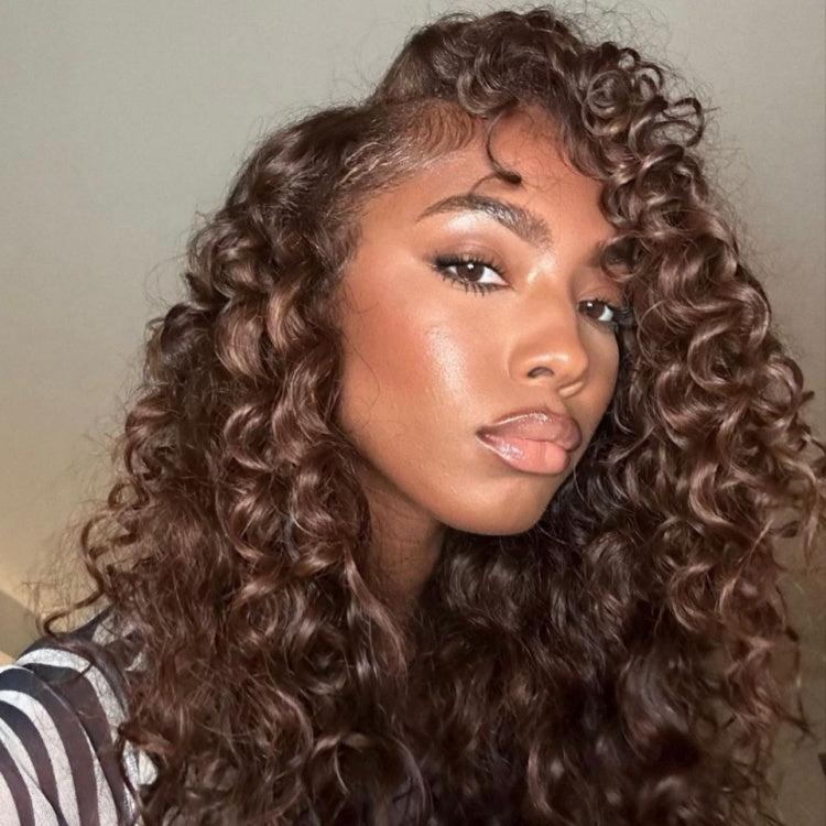 4# Chocolate Brown Color Curly Crochet Hair 100% Human Crochet Braids Extensions - Rafarada