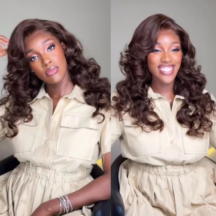 Natural Chocolate Brown Human Hair Soft Loose Wave Glueless Lace & Beginner Friendly- Rafarada