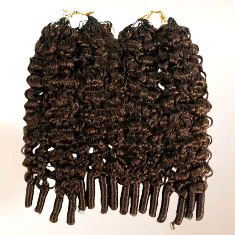 Raw Burmese Curly Human Crochet Hair Extensions Natural Color Feather Crochet Hair- Rafarada
