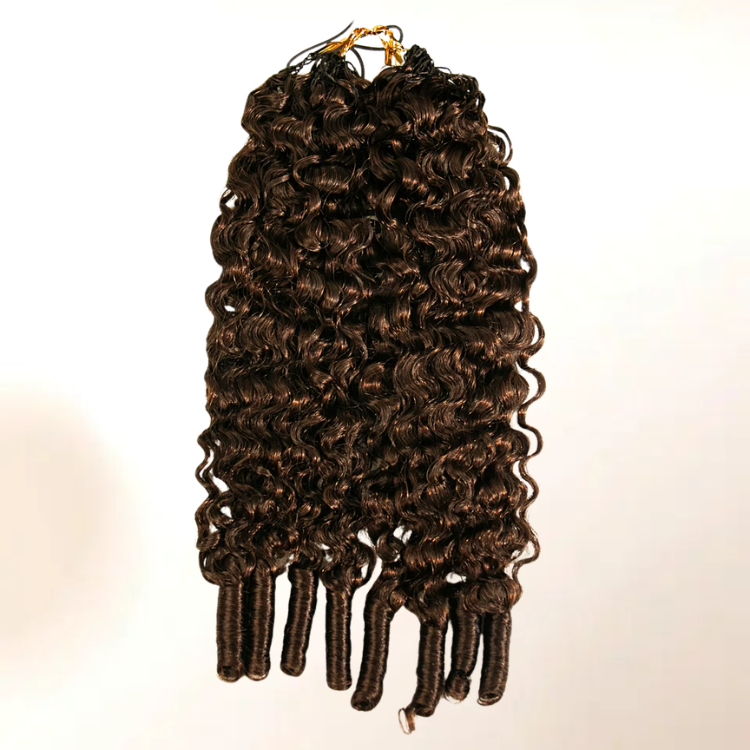 Raw Burmese Curly Human Crochet Hair Extensions Natural Color Feather Crochet Hair- Rafarada