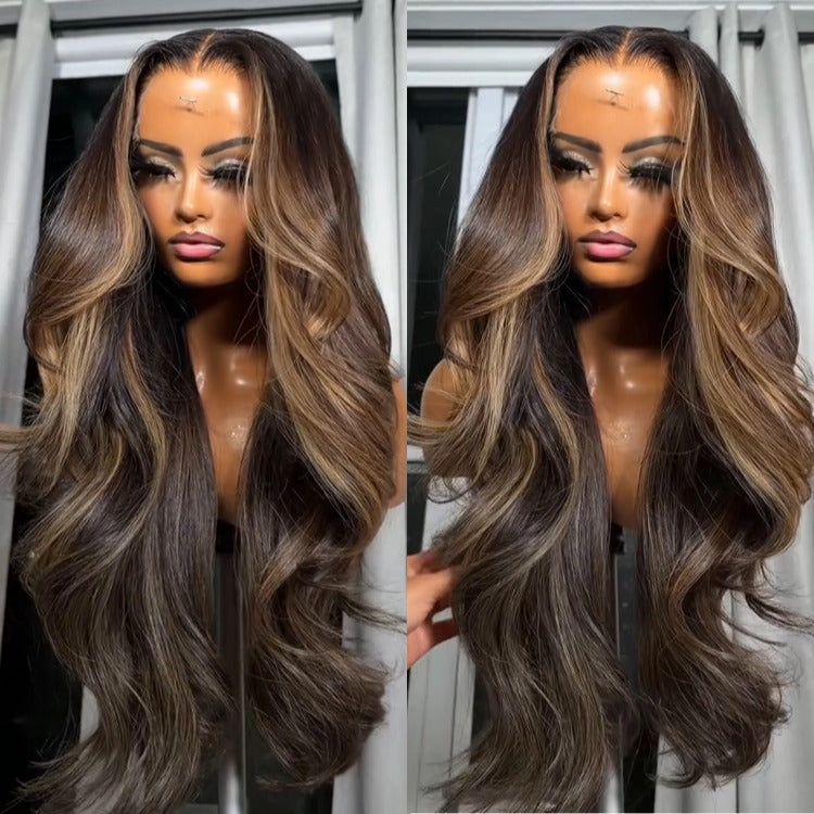 Highlight Color Body Wave Wig Undetectable Glueless HD Lace Frontal Wig - Rafarada