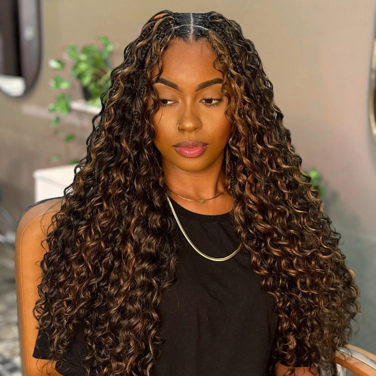 Highlight Curly hair Bulk Human Braiding Hair Extensions Brown & Blonde Color Hair- Rafarada