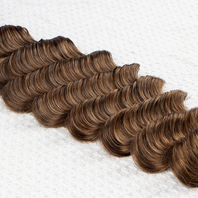 Caramel Brown Color Deep Wave Bulk Human Braiding Hair Extensions - Rafarada