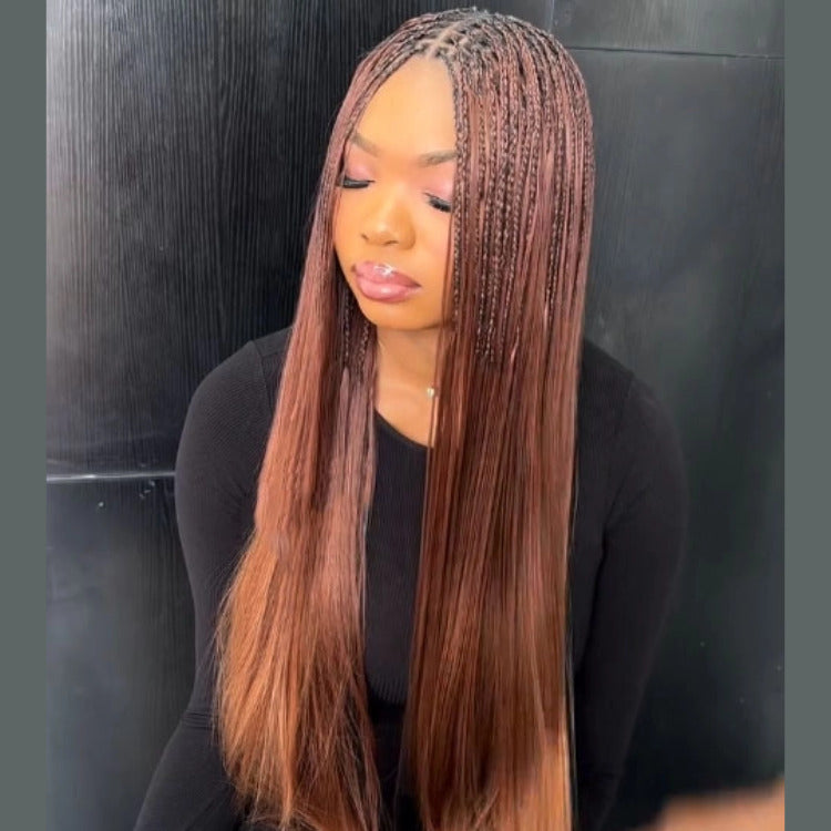 Reddish Brown Color Straight Bulk Human Braiding Hair Extensions - Rafarada