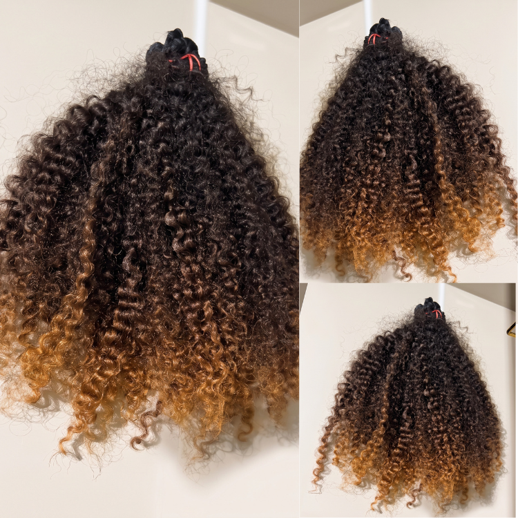 Pre-Looped Deep Curly Bundles - 1B/27 Honey Blonde Ombre 100% Human Curly Hair - Rafarada