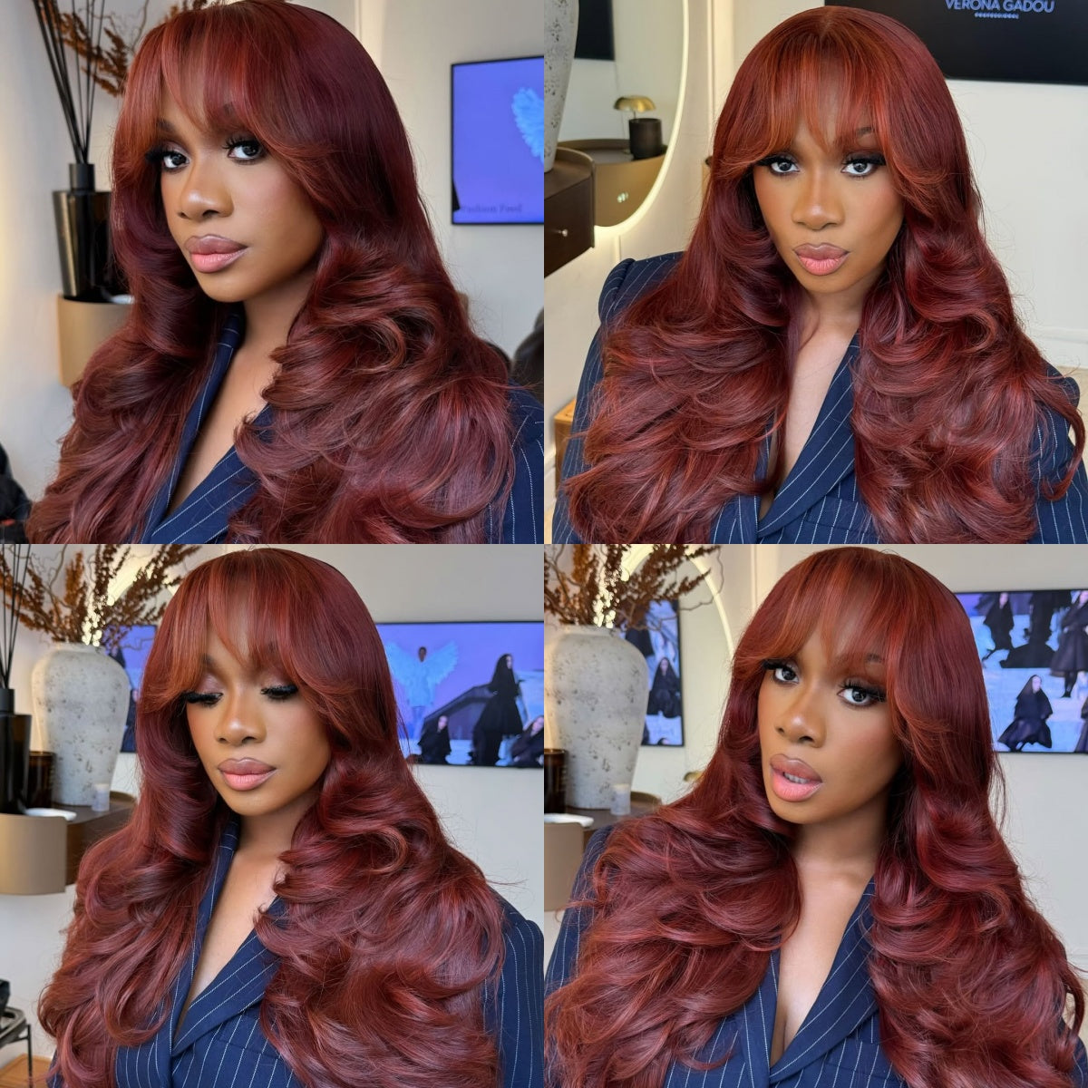 Burgundy Body Wave Human Hair Wig 99J Color Lace Front Wig - Rafarada