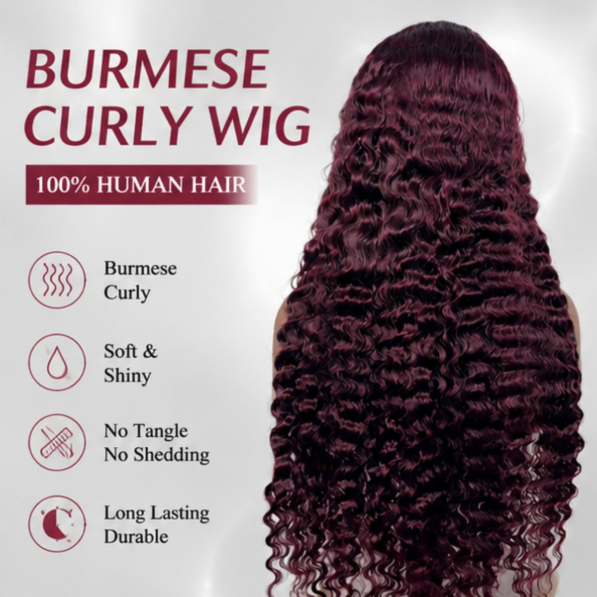 Burgundy Color Burmese Curly 13x4 Lace Front Human Hair Wigs Wine Red Curly HD Lace Wig for Women - Rafarada