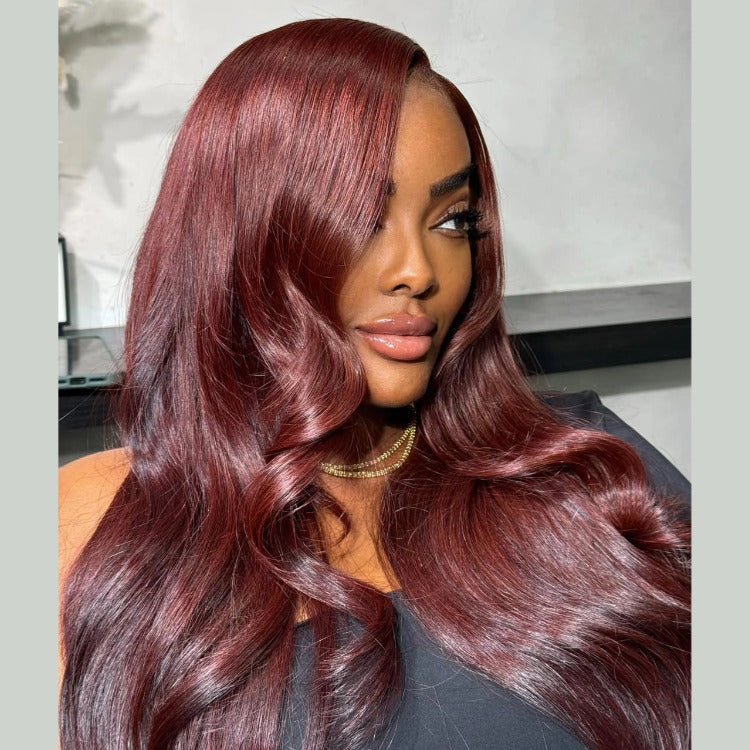 Pre-cut Lace Wig Body Wave Hair 99J Burgundy Color Wear Go Glueless Wig - Rafarada