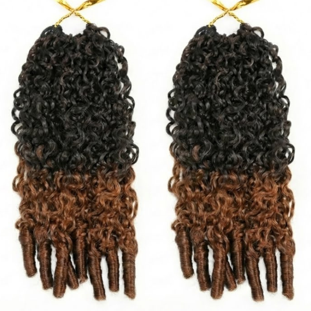 100% Human Hair Crochet Braids 1B/30 Brown Ombre Burmese Curly Crochet Hair for Women - Rafarada