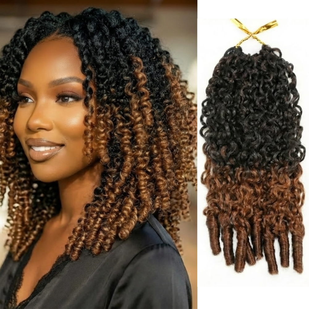 100% Human Hair Crochet Braids 1B/30 Brown Ombre Burmese Curly Crochet Hair for Women - Rafarada