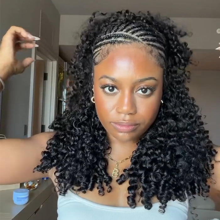 3-In-1 Half Wig Burmese Curly Human Hair Wig High Density Wear & Go Wig for Beginner - Rafarada
