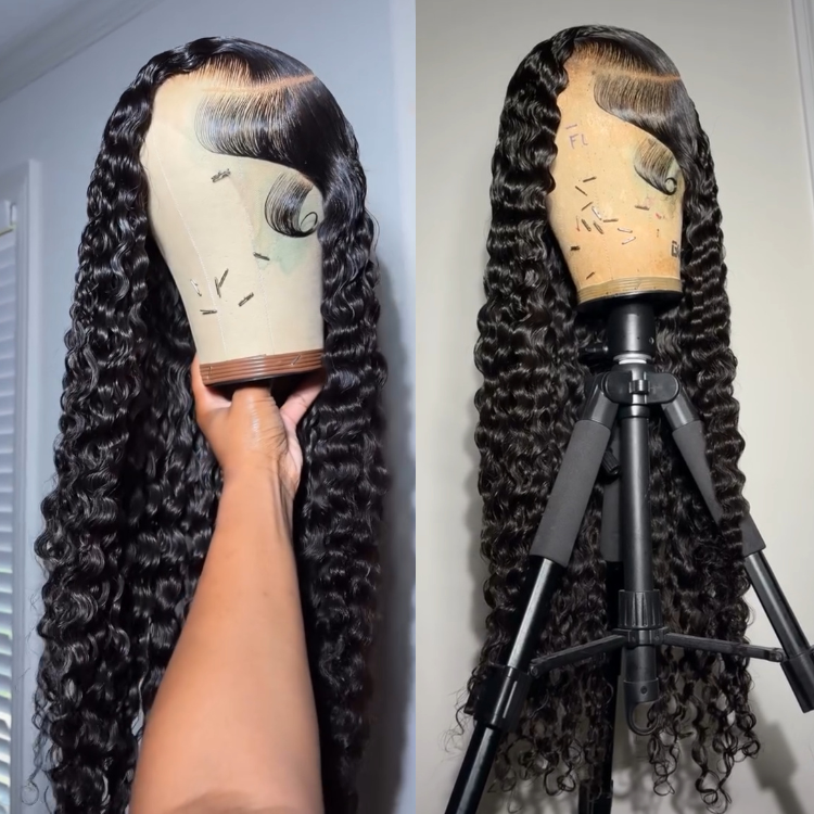 Burmese Curly HD Lace Wig with Styled Swoop Baby Hair - Reddish Brown / Natural Black Pre-Customized Human Hair Wig - Rafarada