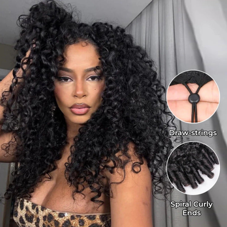 Burmese Curly Glueless Wig Bleached Knots 360 HD Lace Front Wig Invisi Draw-Strings Wig - Rafarada